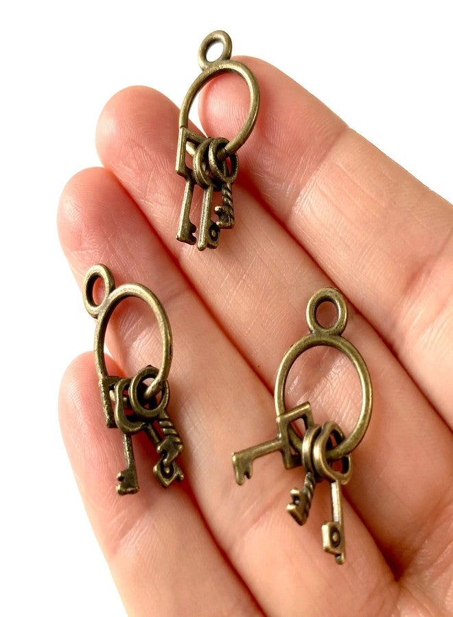 RillyRellow Dollhouse Miniature Key, 1:6 Scale Tiny Key Pendants, Set of Three Skeleton Keys, Miniatures Metal Keys, for Dollhouse Miniature Making Crafts (5PCS) - Image 1